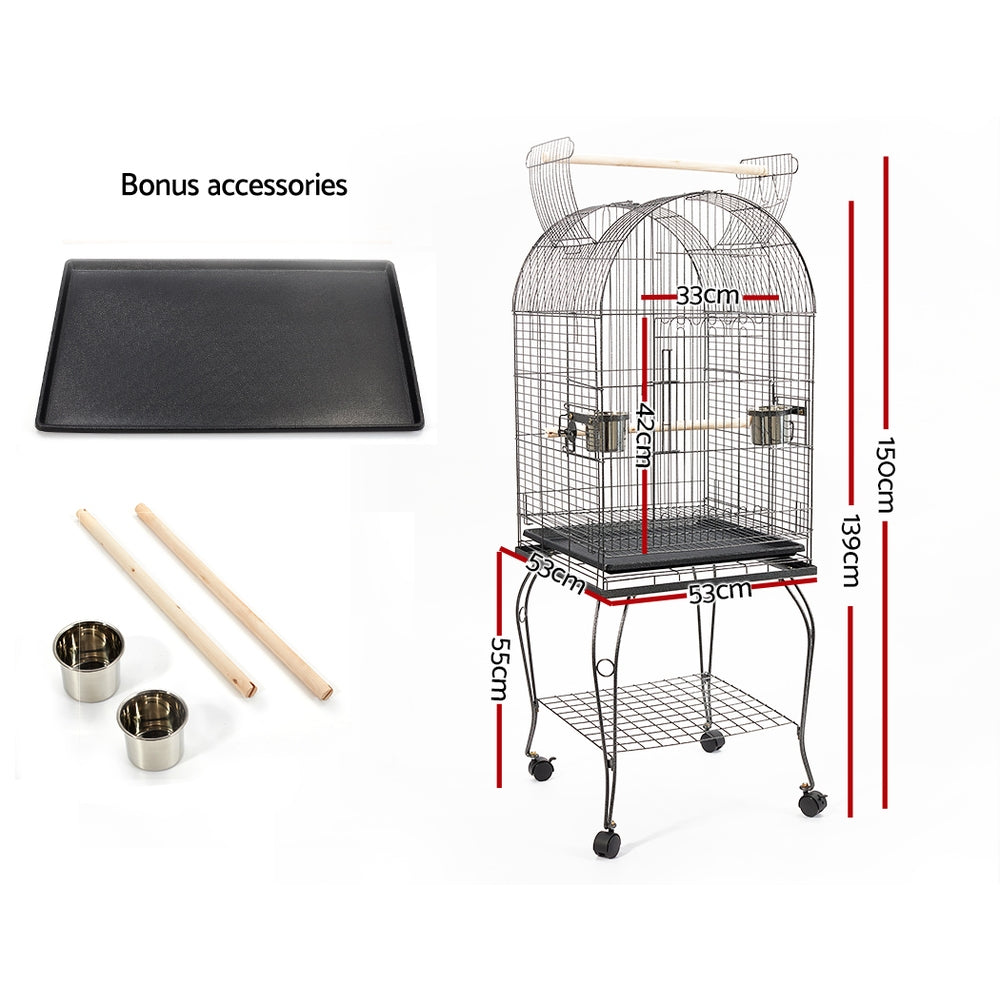 i.Pet Large Bird Cage with Perch - Black