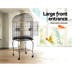 i.Pet Large Bird Cage with Perch - Black