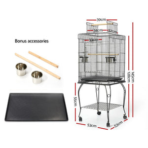 i.Pet Large Bird Cage with Perch - Black