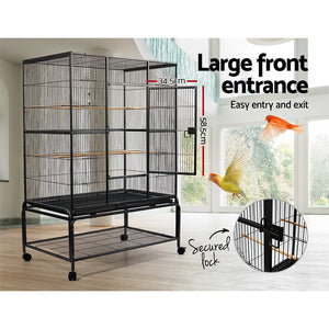 i.Pet Large Bird Cage with Perch - Black