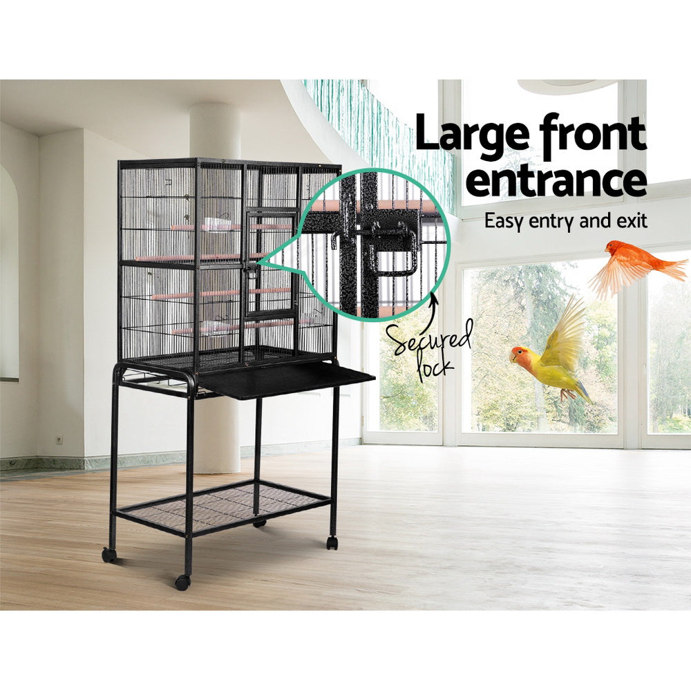 i.Pet Large Bird Cage with Perch - Black