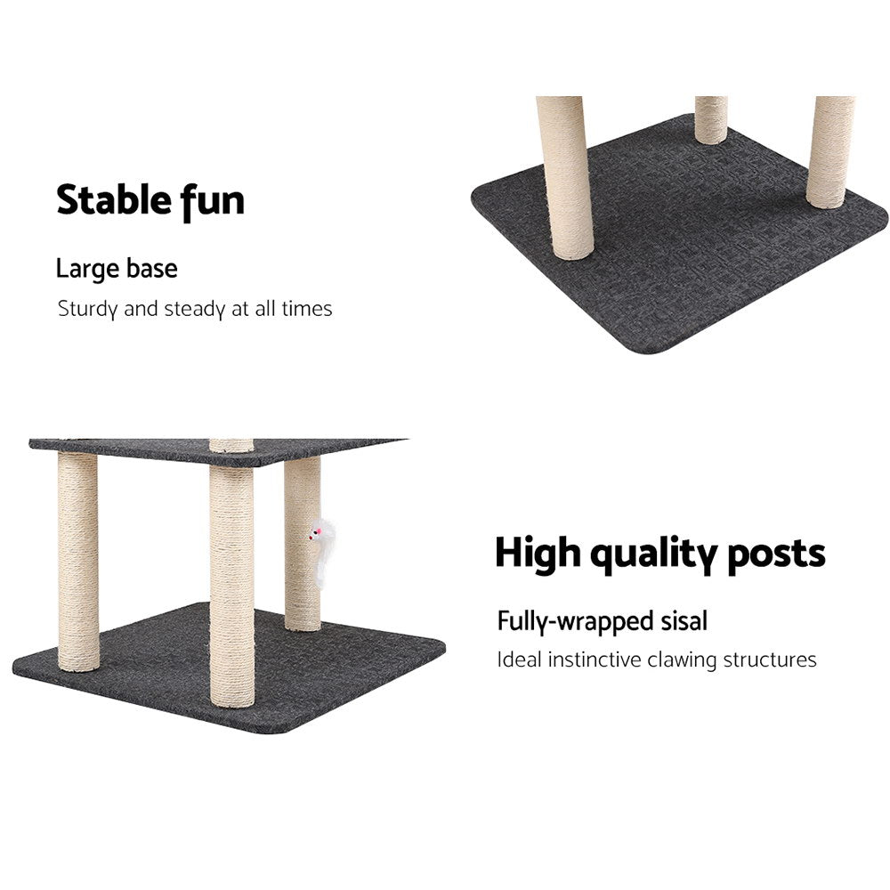 i.Pet 132cm Multi Level Cat Scratching Tree Post - Grey