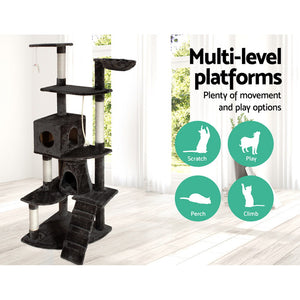 i.Pet 193cm Multi Level Cat Scratching Post - Grey