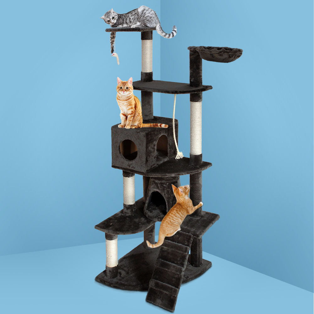 i.Pet 193cm Multi Level Cat Scratching Post - Grey