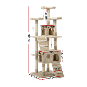 i.Pet 180cm Multi Level Cat Scratching Post - Beige