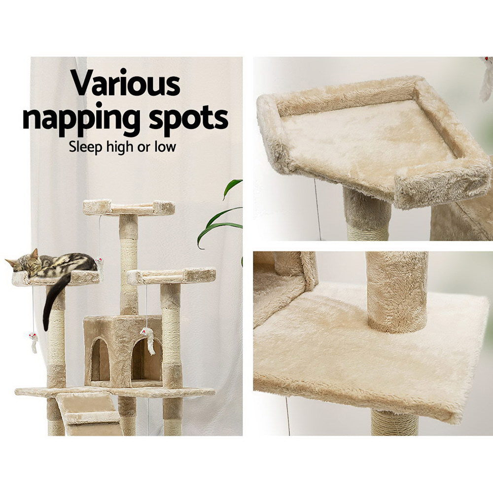 i.Pet 180cm Multi Level Cat Scratching Post - Beige