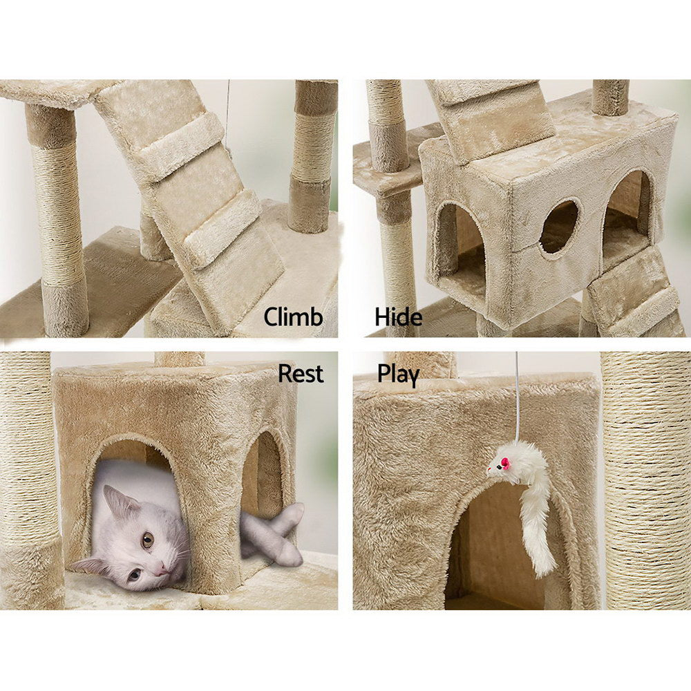 i.Pet 180cm Multi Level Cat Scratching Post - Beige