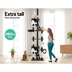 i.Pet 260cm Multi Level Cat Scratching Post - Grey