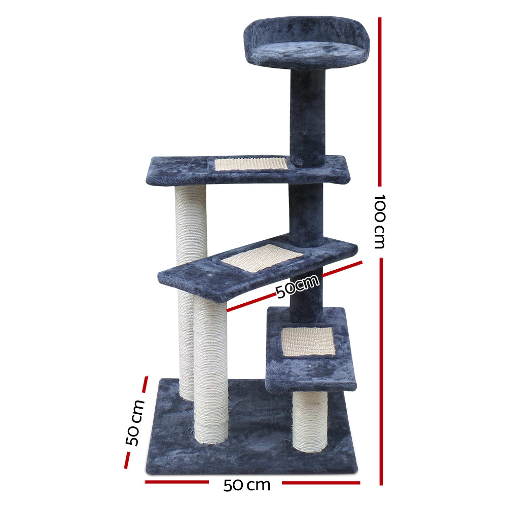 i.Pet 100cm Multi Level Cat Scratching Tree - Grey