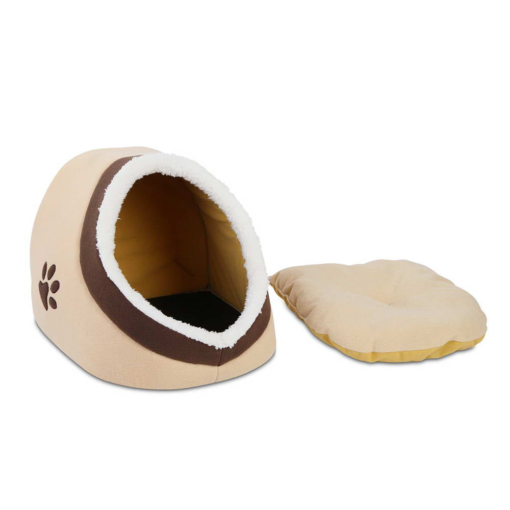 i.Pet Soft Fleece Igloo Pet Bed - Beige