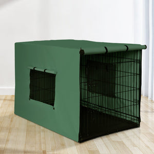 i.Pet 36inch Collapsible Pet Cage with Cover - Black & Green