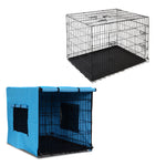 i.Pet 42inch Collapsible Pet Cage with Cover - Black & Blue