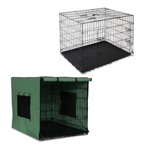 i.Pet 42inch Collapsible Pet Cage with Cover - Black & Green