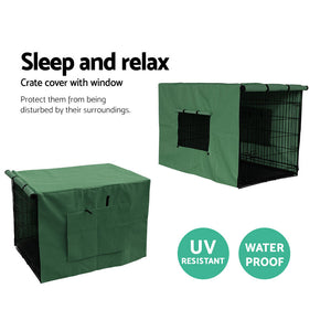 i.Pet 48inch Collapsible Pet Cage with Cover - Black & Green