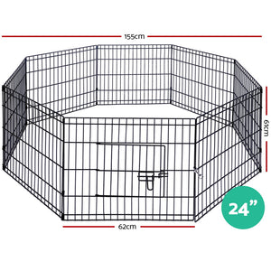 i.Pet 24" 8 Panel Pet Dog Playpen Puppy Exercise Cage Enclosure Play Pen Fence