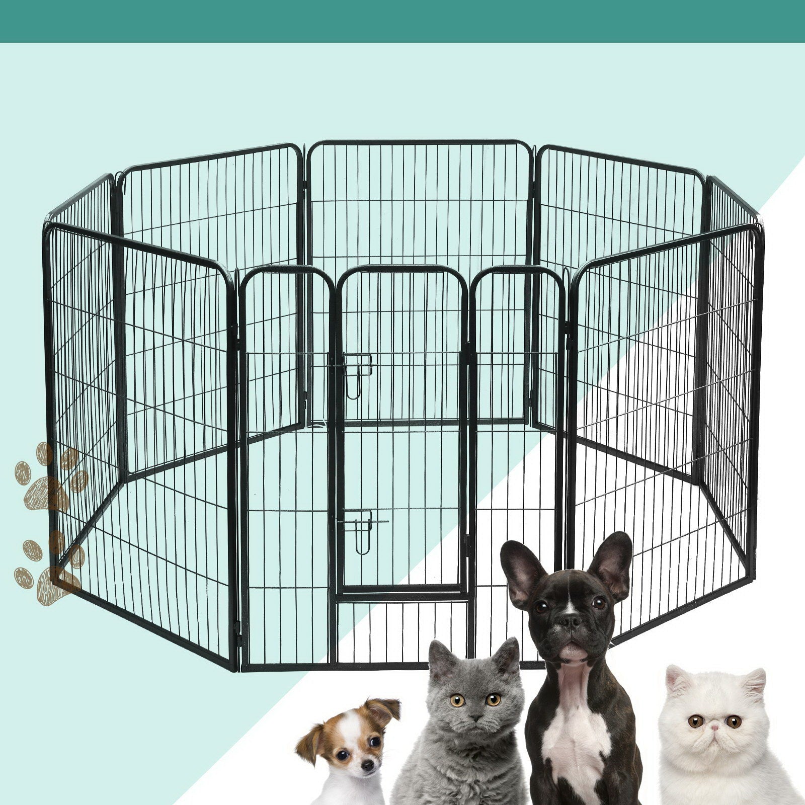 i.Pet 8 Panel Pet Dog Playpen Puppy Exercise Cage Enclosure Fence Play Pen 80x100cm