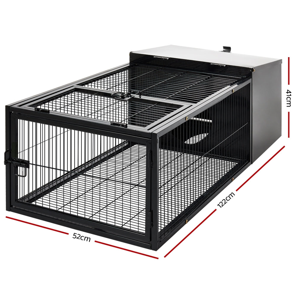 i.Pet Medium Metal Rabbit Hutch - Black