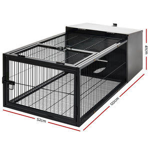 i.Pet Medium Metal Rabbit Hutch - Black