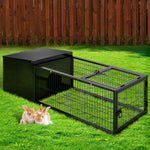 i.Pet Medium Metal Rabbit Hutch - Black