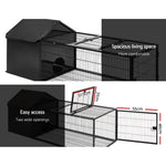 i.Pet Large Metal Rabbit Hutch - Black