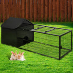 i.Pet Large Metal Rabbit Hutch - Black