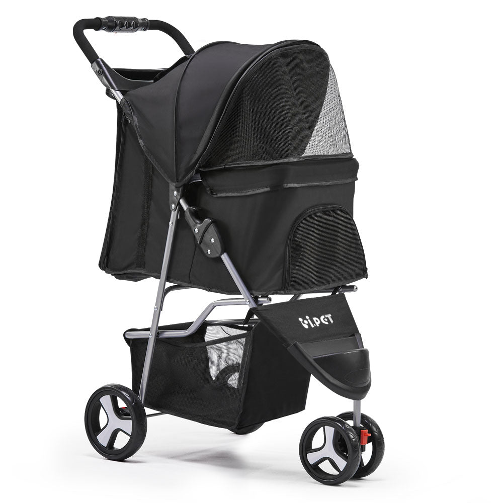 i.Pet 3 Wheel Pet Stroller - Black