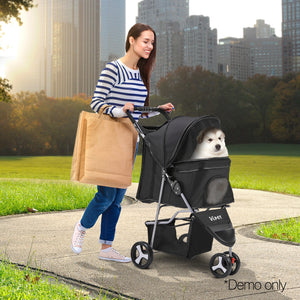 i.Pet 3 Wheel Pet Stroller - Black