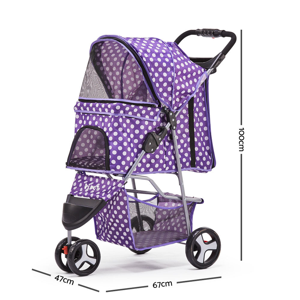 i.Pet 3 Wheel Pet Stroller - Purple