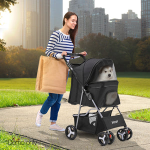 i.Pet 4 Wheel Pet Stroller - Black