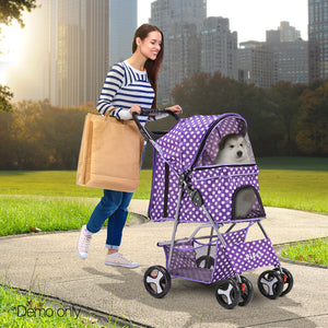 Pet 4 Wheel Pet Stroller - Purple