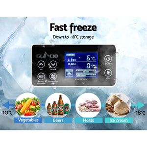 Glacio 85L Portable Fridge Freezer Fridges Refrigerator Cooler Camping 12V/24V/240V Caravan Car Boating Silver