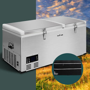 Glacio 85L Portable Fridge Freezer Fridges Refrigerator Cooler Camping 12V/24V/240V Caravan Car Boating Silver