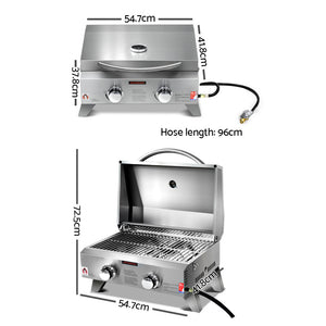 Grillz Portable 2 Burner Gas BBQ