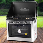 Devanti 3 Burner Portable Oven - Silver & Black