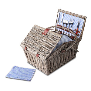 Alfresco Deluxe 4 Person Picnic Basket Baskets Outdoor Insulated Blanket