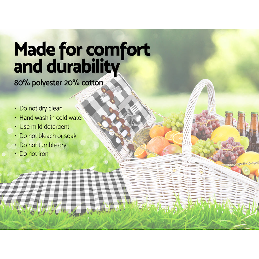 Alfresco 2 Person Picnic Basket Baskets White Deluxe Outdoor Corporate Blanket Park