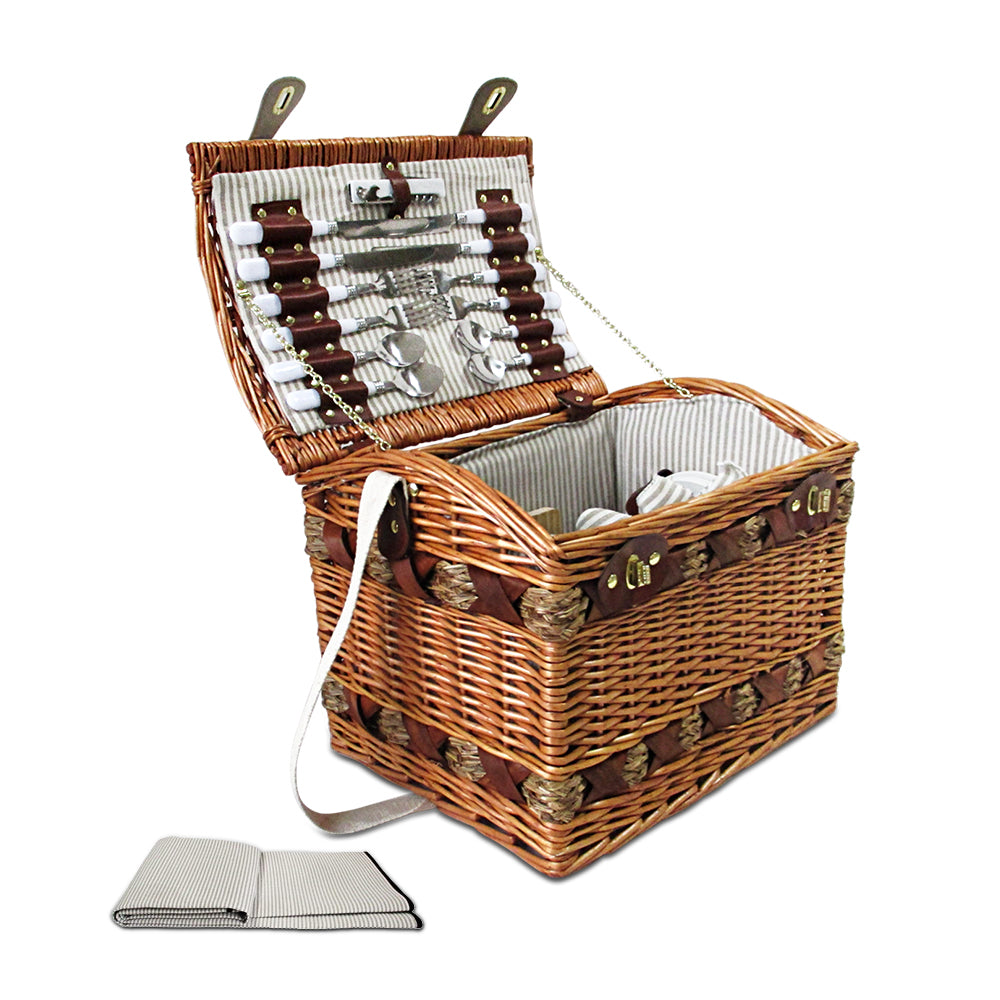 Alfresco 4 Person Picnic Basket Baskets Deluxe Outdoor Corporate Blanket Park