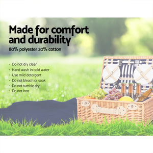 Alfresco 4 Person Picnic Basket Baskets Blue Deluxe Outdoor Corporate Blanket Park