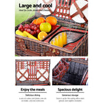 Alfresco 4 Person Picnic Basket Baskets Red Handle Outdoor Corporate Blanket Park