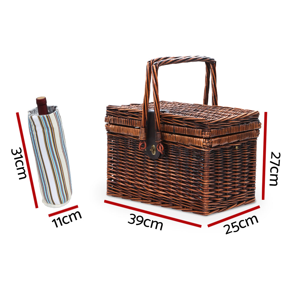 Alfresco Deluxe 4 Person Picnic Basket Set Folding Outdoor Insulated Liquor bag