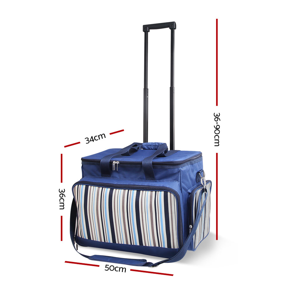 Alfresco 6 Person Picnic Bag Trolley Set - Blue