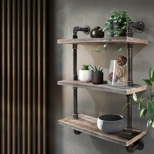 Artiss Industrial Shelves DIY Pipe Shelf Display Wall Floating Bookshelf Vintage 3 Tiers