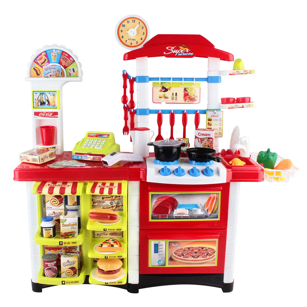 Keezi 59 Piece Kids Super Market Toy Set - Red & White