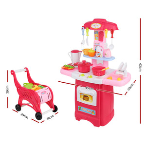 Keezi Kids Kitchen and Trolley Playset - Red