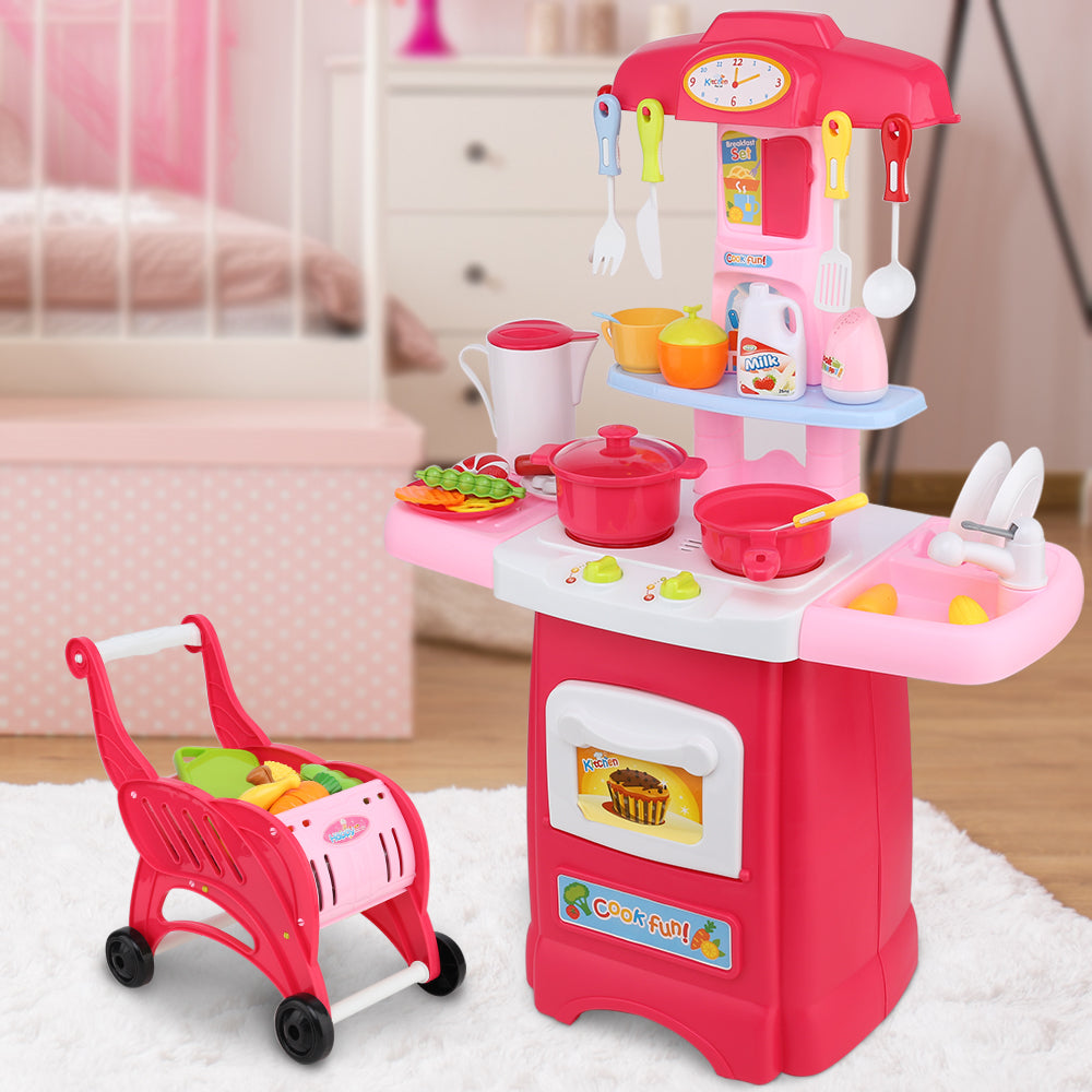 Keezi Kids Kitchen and Trolley Playset - Red