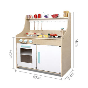 Keezi Kids Wooden Kitchen Play Set - Natural & White