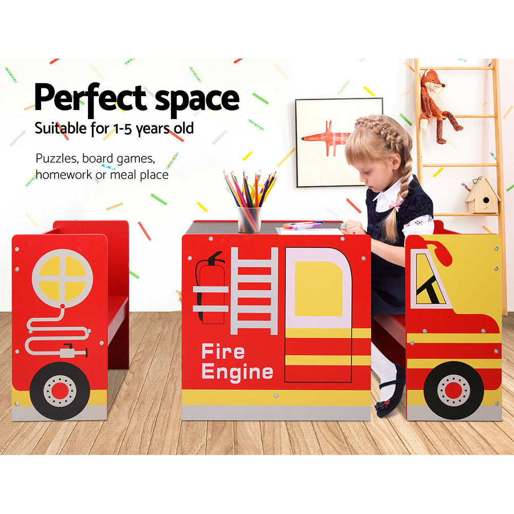 Keezi Kids Fire Truck Table & Chair Set 