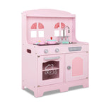 Keezi Kids Wooden Kitchen Play Set - Pink & Silver