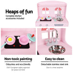 Keezi Kids Wooden Kitchen Play Set - Pink & Silver