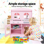 Keezi Kids Wooden Kitchen Play Set - Pink & Silver